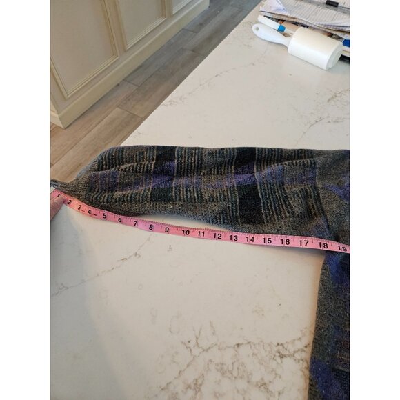 Paul Fourticq 80's Wool Blend Cardigan Sweater France Size XL Blue Gray Grandpa - Picture 9 of 12